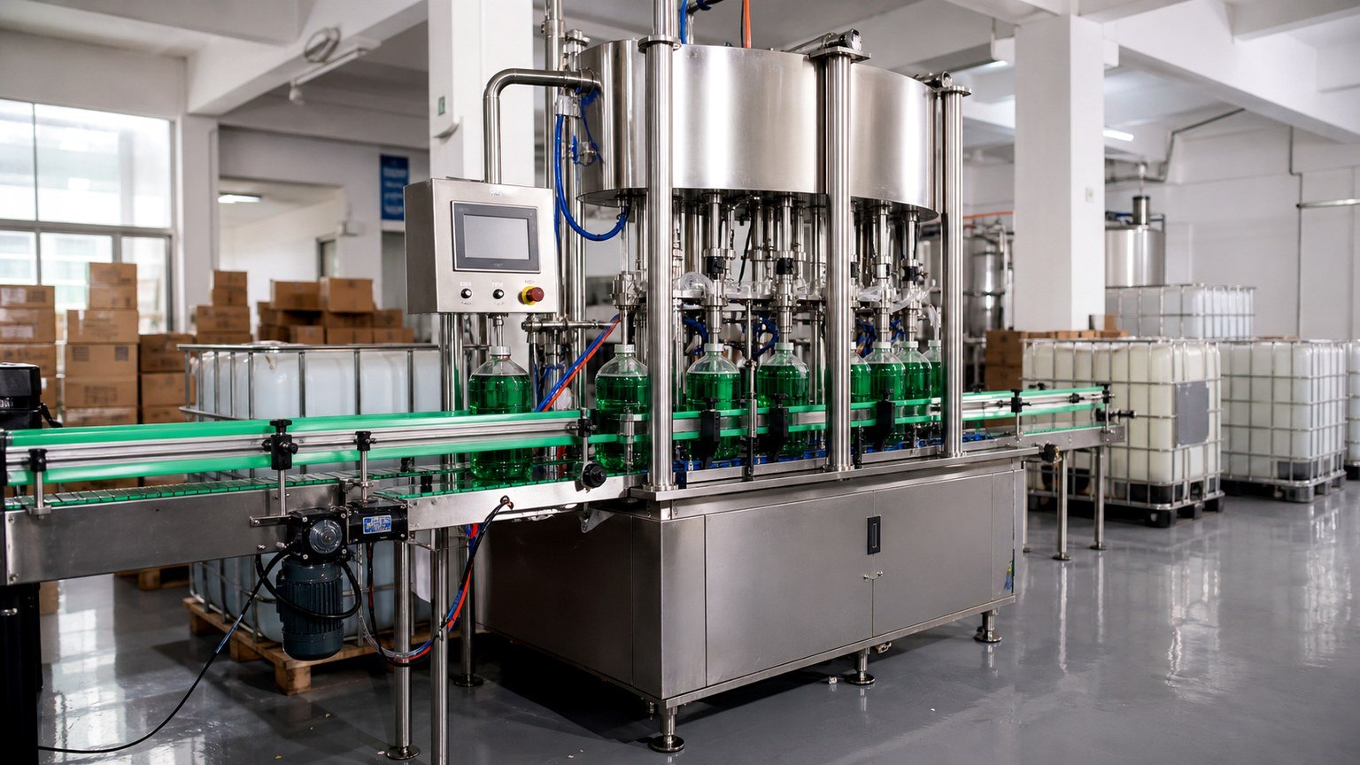 Factory production line for private label auto care products